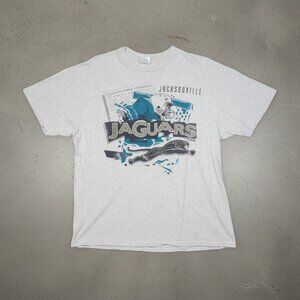Vintage Jacksonville Jaguars Expansion Team Newspaper Gray 90s NFL Tee